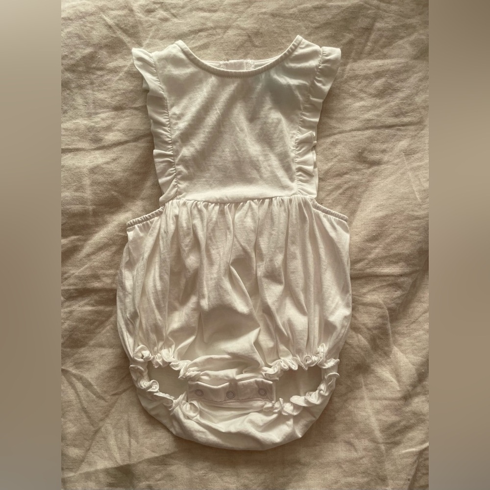 White Ruffled Baby Romper